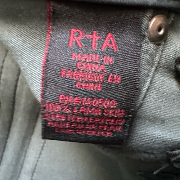 RtA Madrid Stretch Leather Skinny Pants Charcoal Gray Lambskin Zip Sz 27 - Picture 14 of 14